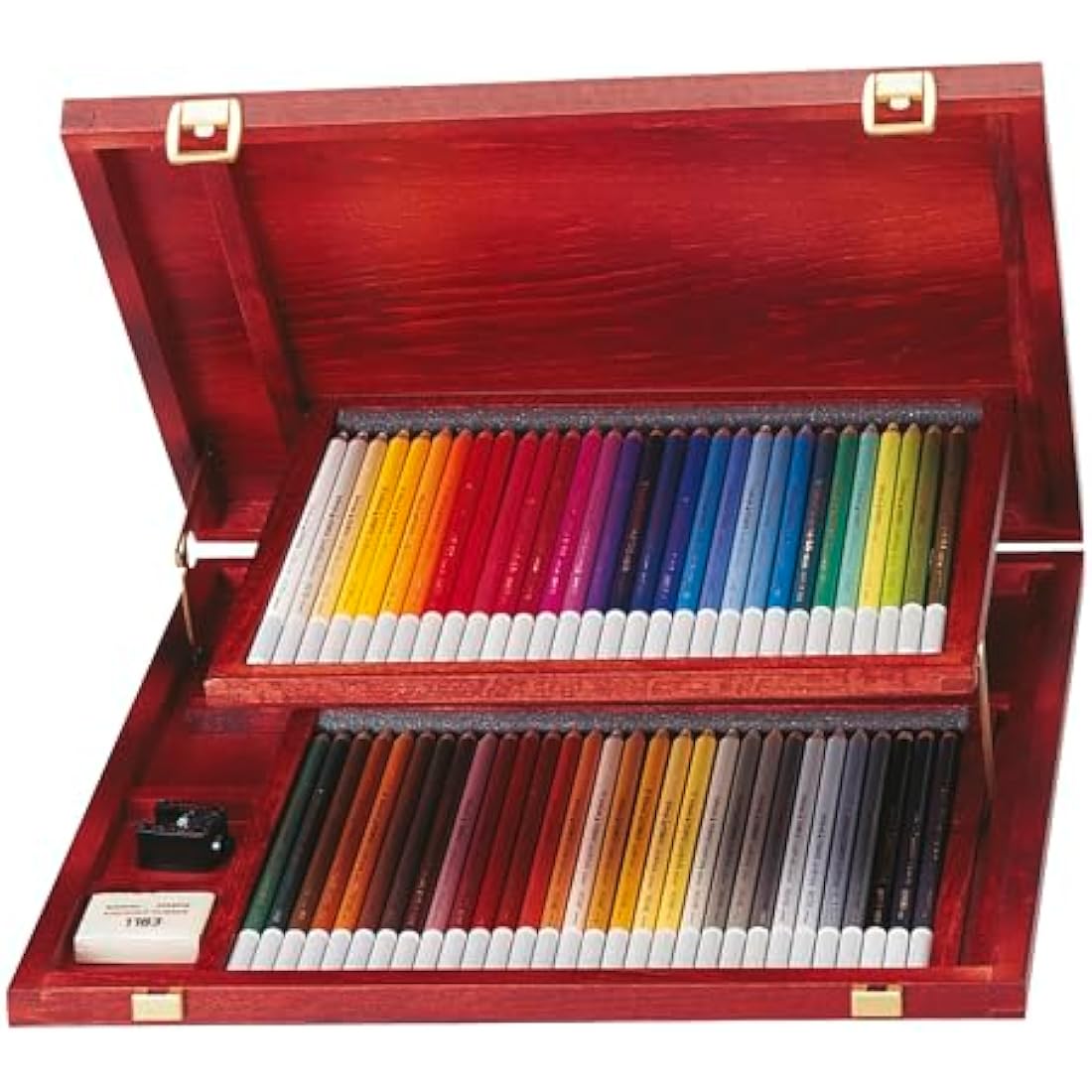 STABILO CarbOthello - Chalk-Pastel Pencil - Wooden Box of 60 - Assorted Colours with Sharpener, Kneaded Eraser and Blending Stump