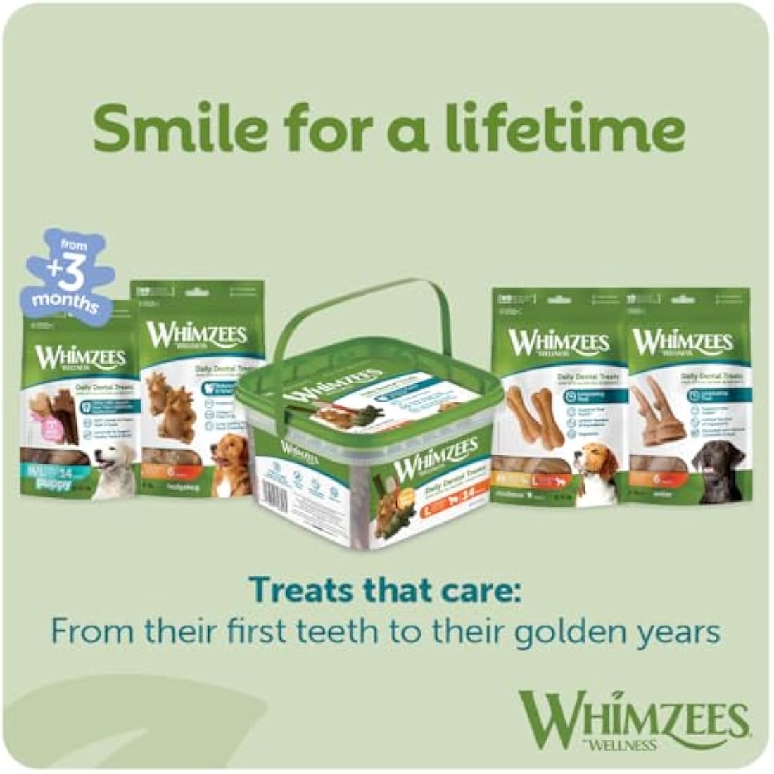 WHIMZEES By Wellness Hedgehog, Dog Dental Sticks, 6 Pieces, Size L, Dog Chews for Large Breeds, Natural, Grain-Free, Rawhide-Free, Vegetarian, No Added Sugar