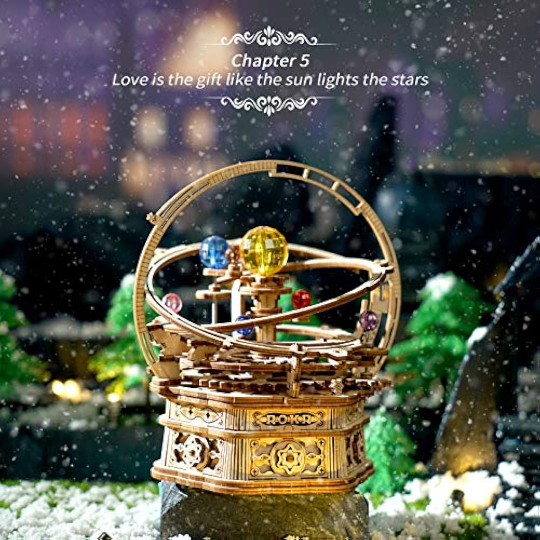 ROKR 3D Wooden Puzzle Starry Night Music Box,Mechanical Model Kits for Adult to Build,DIY Birthday Gifts for Teens and Adults
