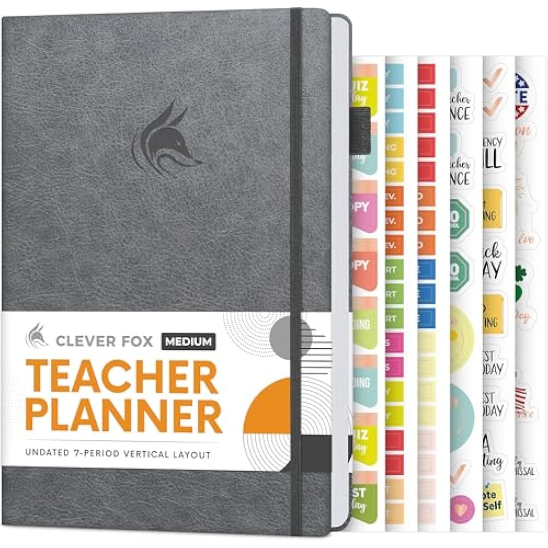 Clever Fox Teacher Planner – School Year Planner with Calendars & Lesson Plans – Teacher Plan Book for Classroom & Homeschool Organization - Undated, A5 Size, Hardcover (Grey)