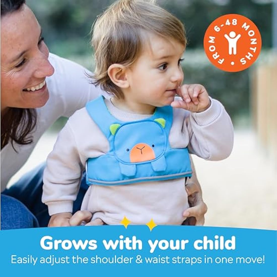 Trunki ToddlePak - Fuss Free Baby Walking Reins and Toddler Safety Harness – Bert Bear (Blue)
