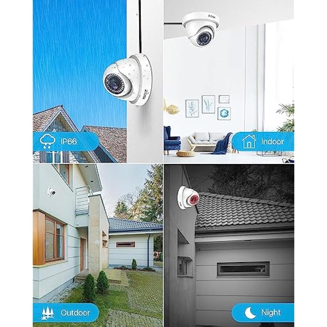 ZOSI 2 Pack 1080P HD TVI Security Camera Outdoor 80ft IR Night Vision, IP66 Weatherproof, 2MP CCTV Surveillance Dome Cameras for 720P/1080N/1080P/5MP/4K HD-TVI AHD CVI Analog DVR Systems(White)