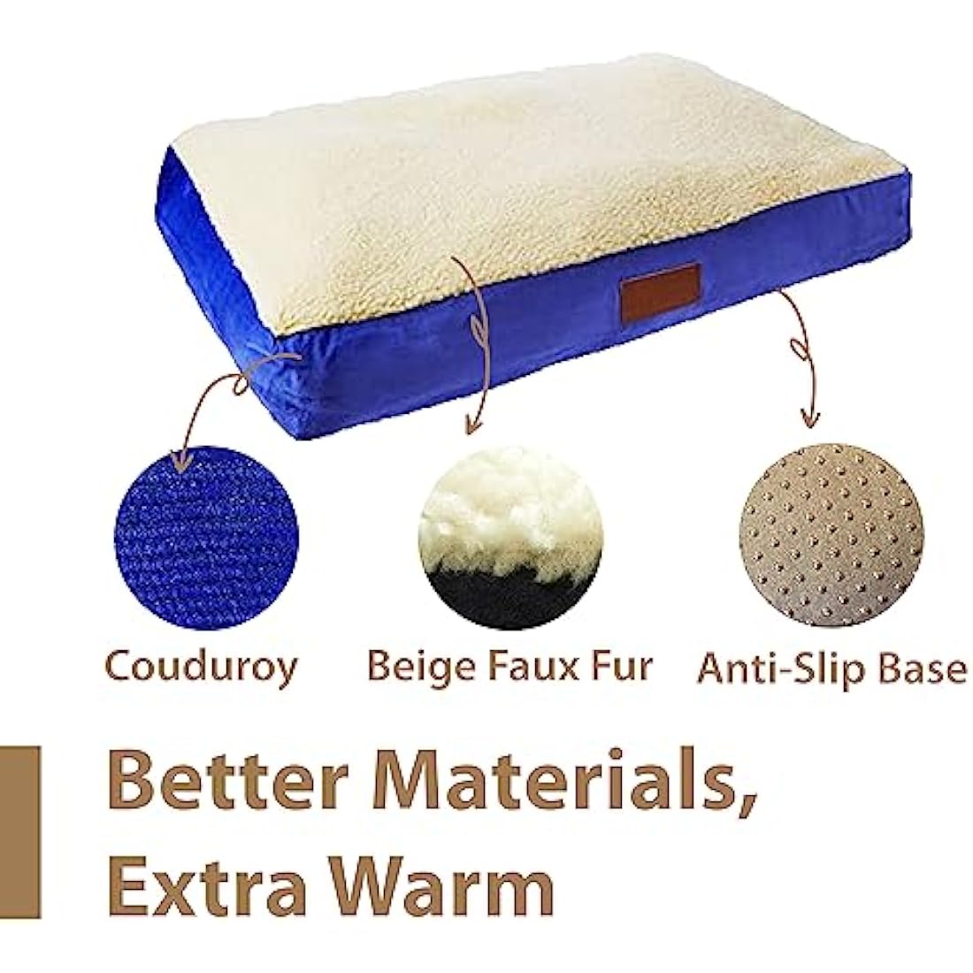 Ellie-Bo Large Dog Bed for 36-inch Dog Cage/Crate - Blue Faux Suede/Sheepskin