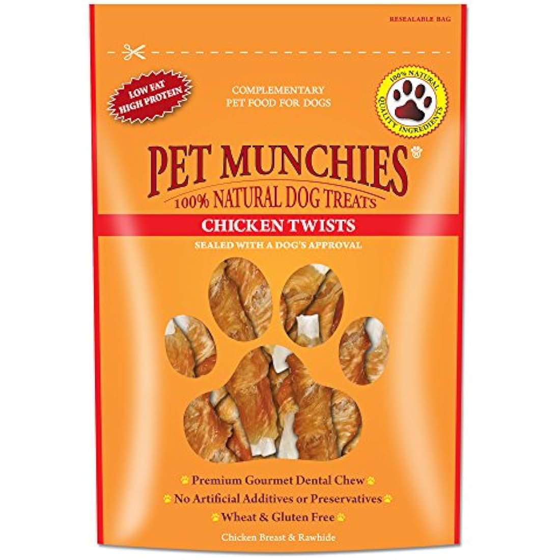 Pet Munchies Chicken Twists Dog Treats, Premium Grain Free Dental Sticks with Natural Real Meat, Low in Fat and High in Protein 80g (Pack of 8)