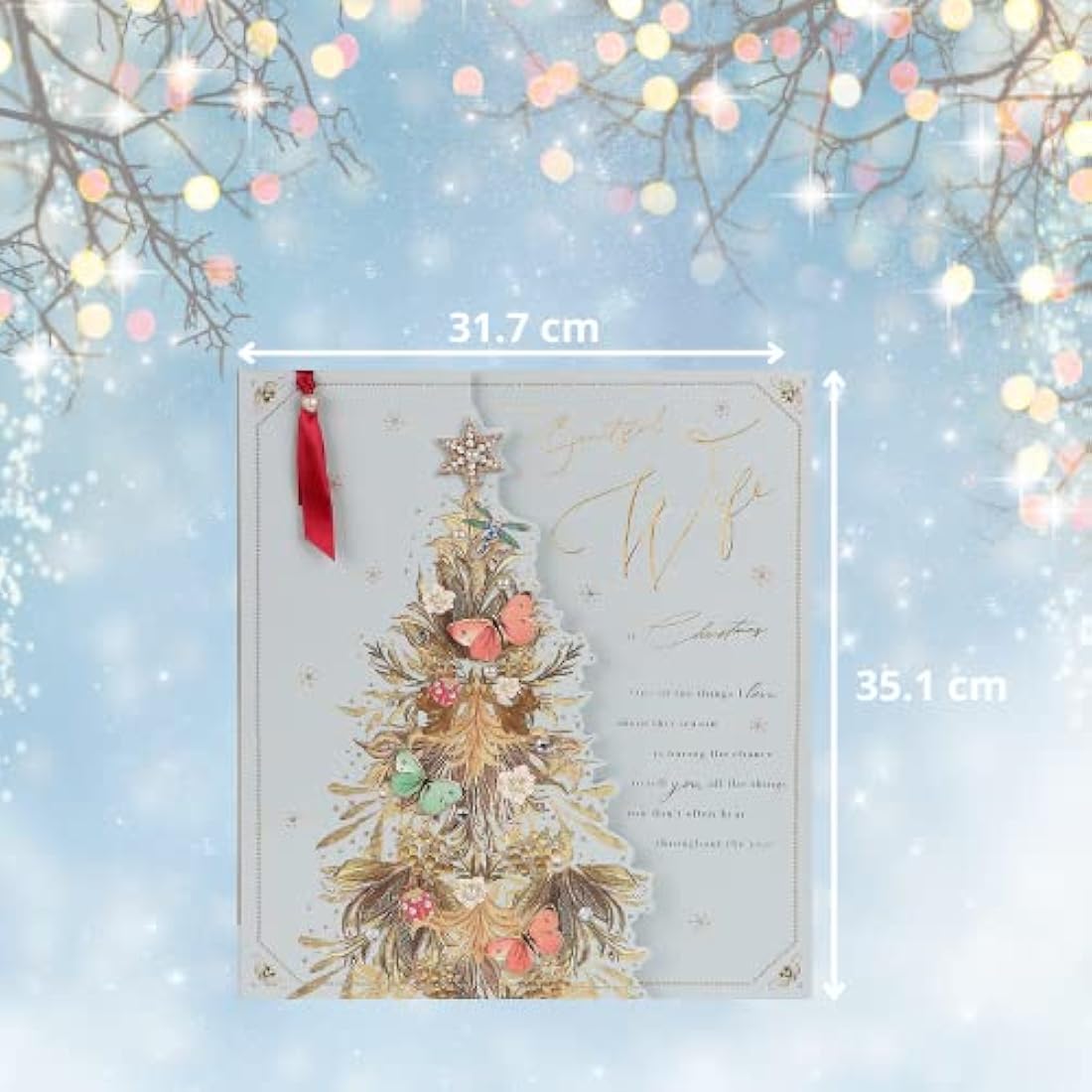 Clintons: Luxury Xmas Card for Wife, Multi-Colour, 351 x 317 x 15 mm, 1182000
