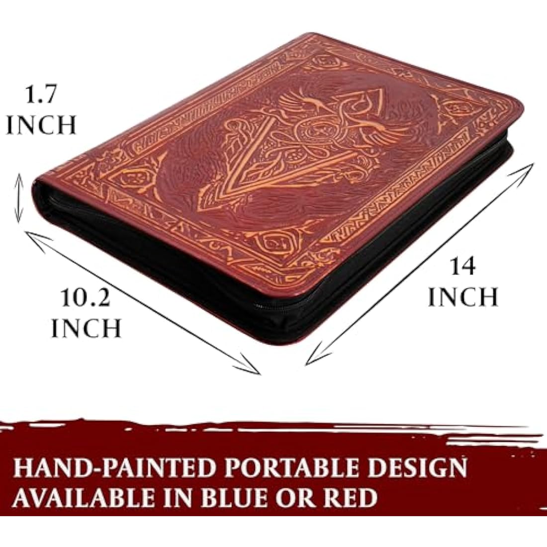 Trading Card Binder - 9 Pocket Album w Zipper - 360 Side Loading Folder for TCG - 3D PU Leather - For MTG, Disney Lorcana Trading Card Game, Magic The Gathering, Pokemon - Book Accessories Gift (Red)