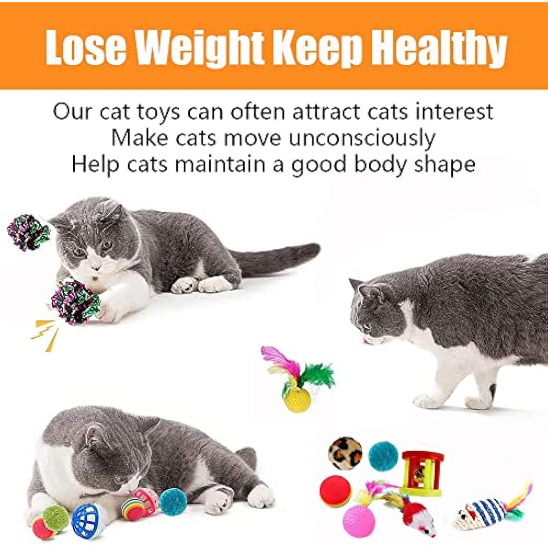 Speedy Panther 21 Pcs Cat Toys for Indoor Cats Collapsible Cat Tunnel Interactive Feather Teaser Wand Ball Toy for Kitten Cats