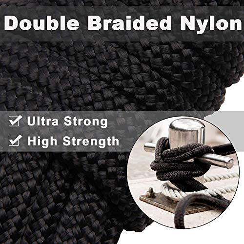 Sailing Boat Dock Lines Double Braided Nylon Anchor Lines Pre-spliced with a 12" Loop Marine-Grade Boat Rope Mooring Lines for Boats (L:16.5 Ft/ 25