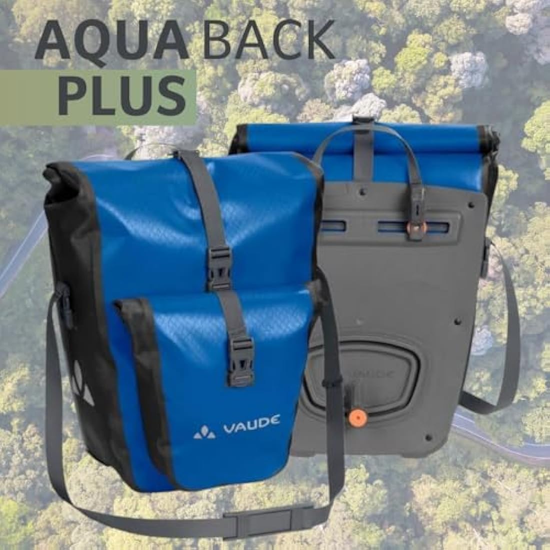 VAUDE Aqua Back Plus Bike Pannier, 2 x Rear Bike Rack Bag Waterproof, 51L Total Volume, Cycling Bag, Easy Mounting - Made in Germany
