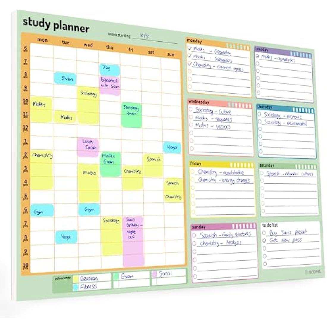 Study and Revision Planner Pad for Students - 52 thick A4 sheets for school, college and university revision and exams - Academic Planner