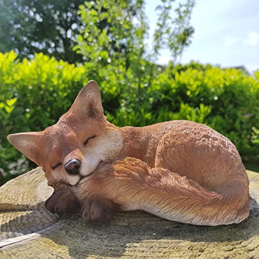 Vivid Arts Realistic Sleeping Fox Cub | Resin Home or Garden Decoration | XRL-FCB3-D