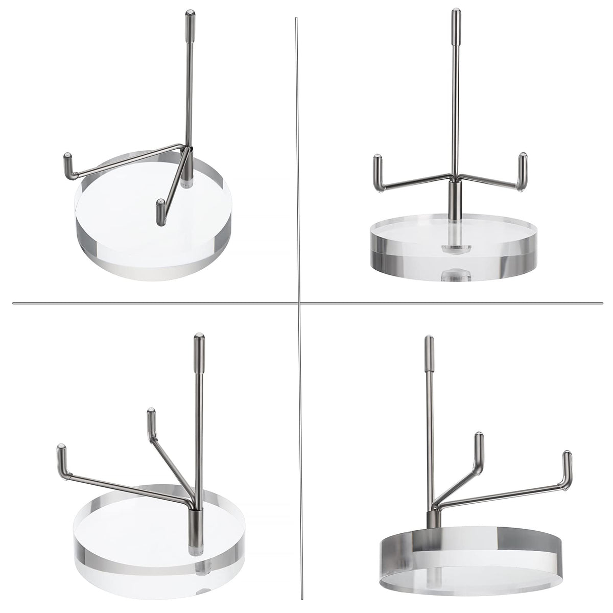 BTSKY Medium Size Adjustable Silver Metal Arm Display Stand with Round Base