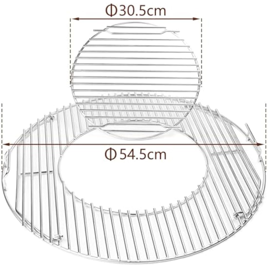 GFTIME Hinged Round Cooking Grate Grill Replacement Parts for Weber 57cm Charcoal grills Spare Parts Gourmet Chrome plated For Weber 8835, One-Touch, Performer, Bar-B-Kettle and Master-Touch