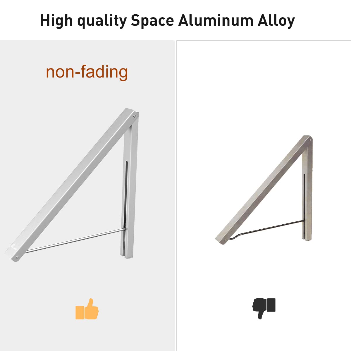 Anjuer Folding Clothes Drying Rack Airer Non-corroding Aluminum Wall Mounted Coat Hanger Rack Space Saving Home Bedroom Storage Suit Hangers Silver