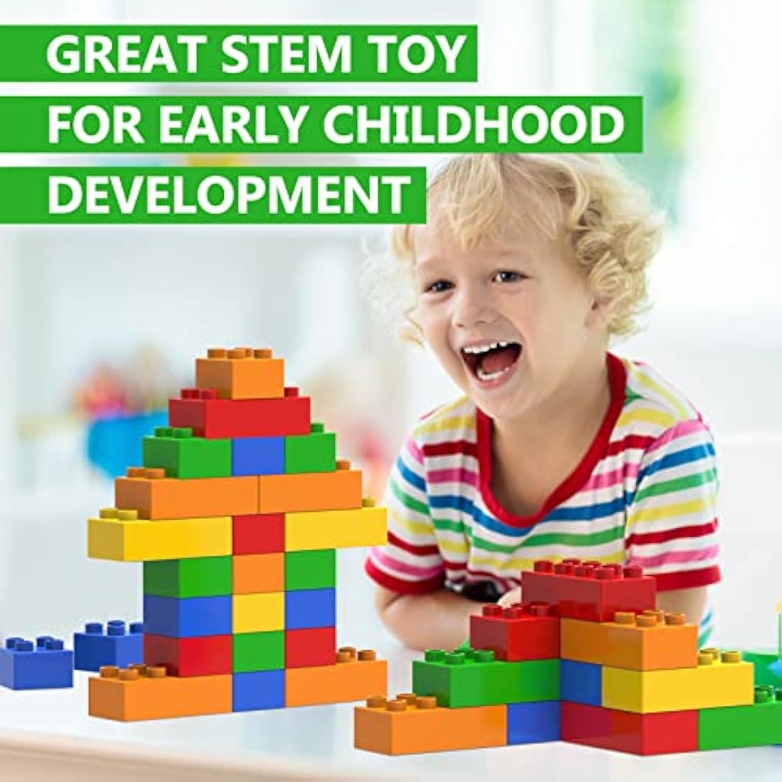 WYSWYG Big Building Blocks Sets for Age 3-5, Large Building Bricks Compatible with Duplo Building Bricks, Kid Building Blocks for Ages 3 4 5 6, Big Blocks Gifts for Boys Girls,150PCS.