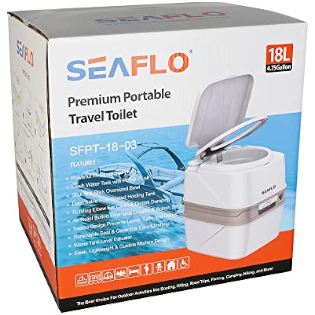 SEAFLO 4.8 Gallon (18L) Premium Portable Travel Toilet