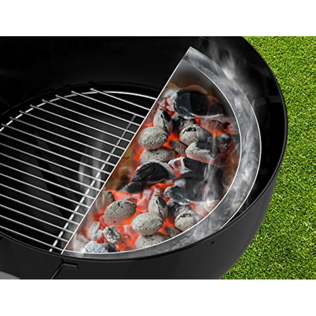Onlyfire Contoured Stainless Steel Char-Basket Charcoal Briquet/Charcoal Fuel Holder for 57-67cm Kettle Grill