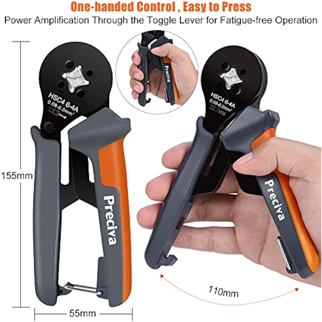 Preciva Ferrule Crimper Plier Kit, AWG28-10/0.08-6mm² Ferrule Crimping Toolkit, Wire Crimp Tool with 1200 Terminal Connectors and End Ferrules(1200Pcs)