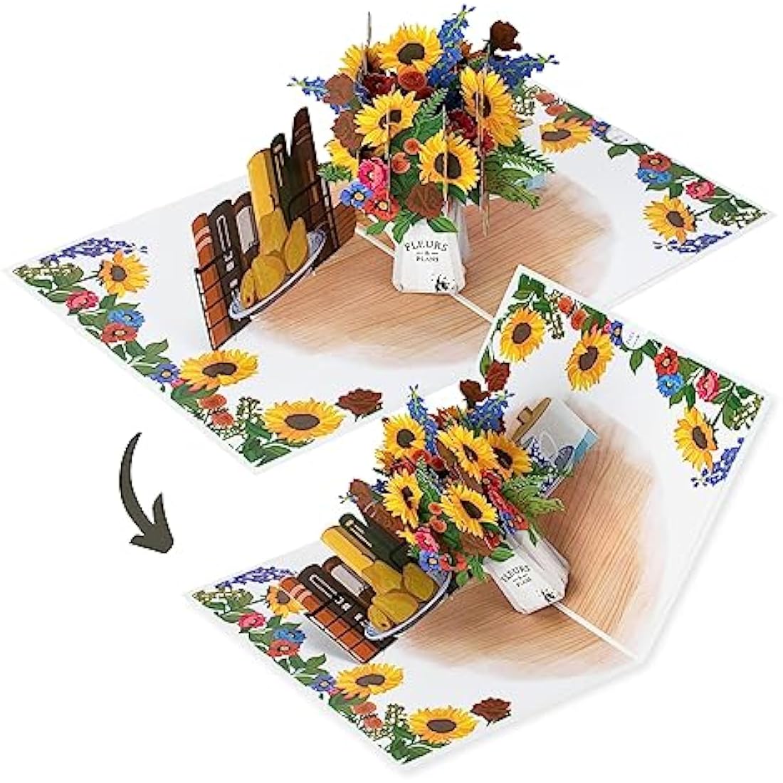 Cardology - Sunflowers Pop Up Card | Birthday Cards For Her, Mothers Day Cards, Valentines Day Card, Congratulations On Your New Home, Thank You Cards or Get Well Soon Cards | Handmade