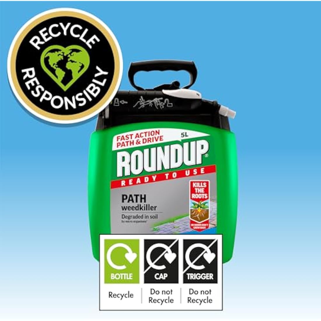 Roundup Path Weedkiller 5 Litre Pump 'N Go, Ready to Use