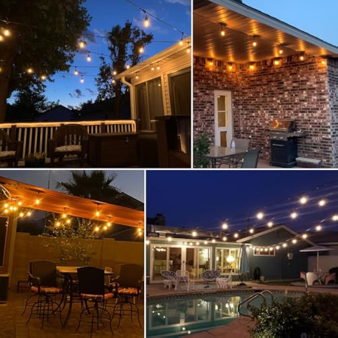 Spacelumen 98FT Outdoor String Lights Mains Powered, 32 Pcs 2W S14 LED E27 Screw Bulb, 2700K Warm White S14 Garden String Festoon Lights for Patio Party Wedding Yard Gazebo