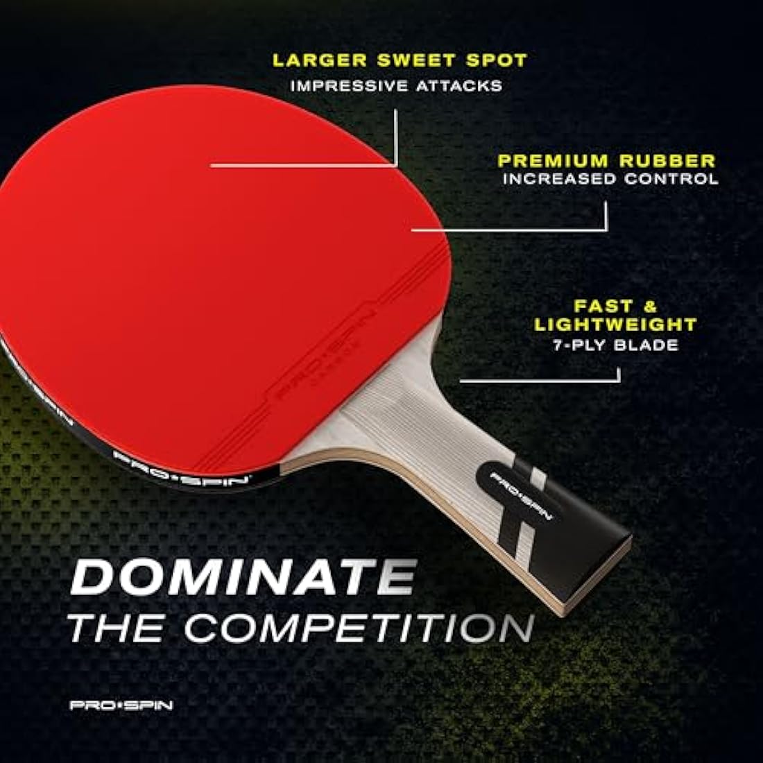 PRO SPIN Table Tennis Bats - Carbon Fibre Table Tennis Racket - Superior Control & Spin - Professional Quality Ping Pong Bat - Includes Premium Rubber Protector