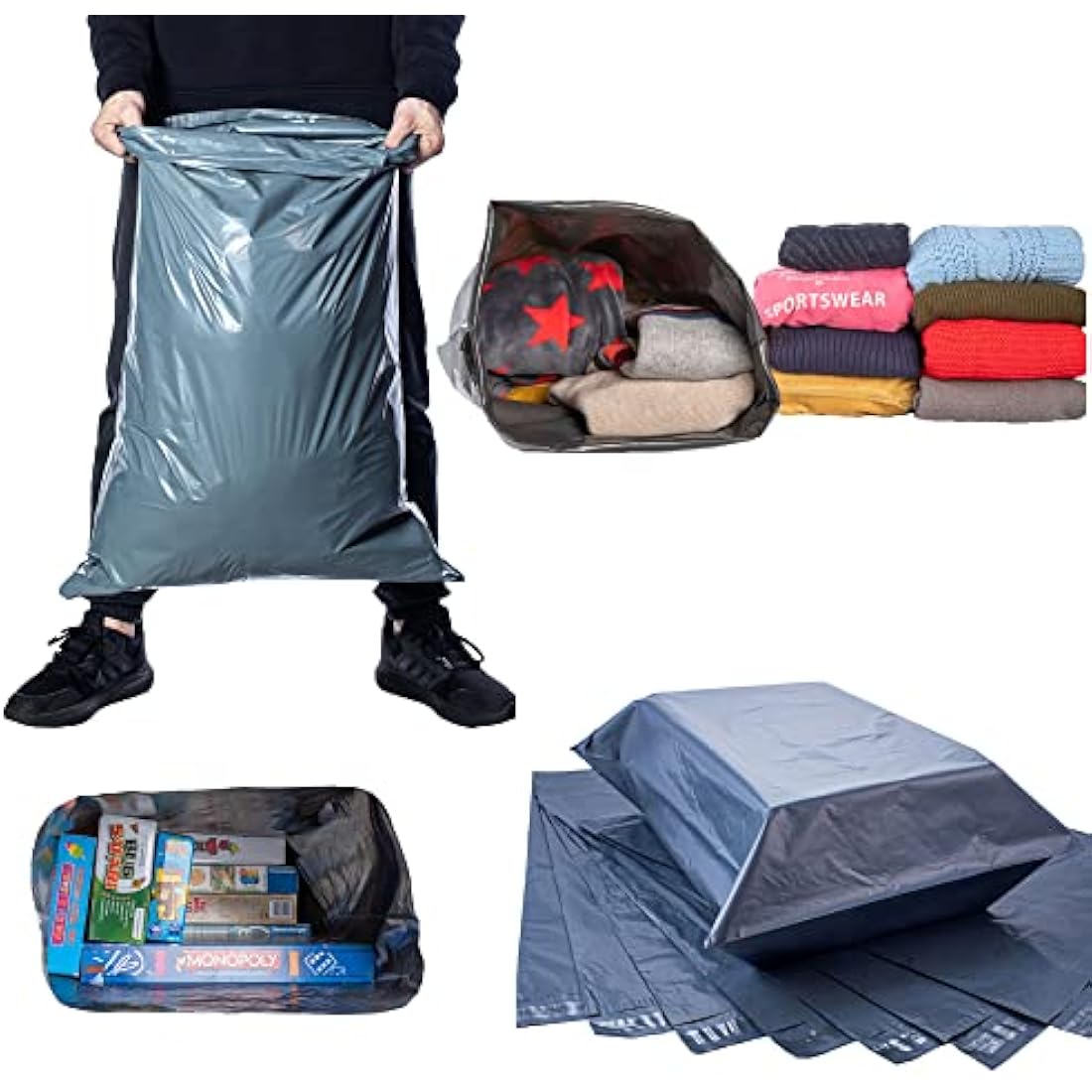 Calzette 10 Large Postage Bags- 17" x 24" (43cm x 60cm) - Large Mailing Bags for Postage Shippings