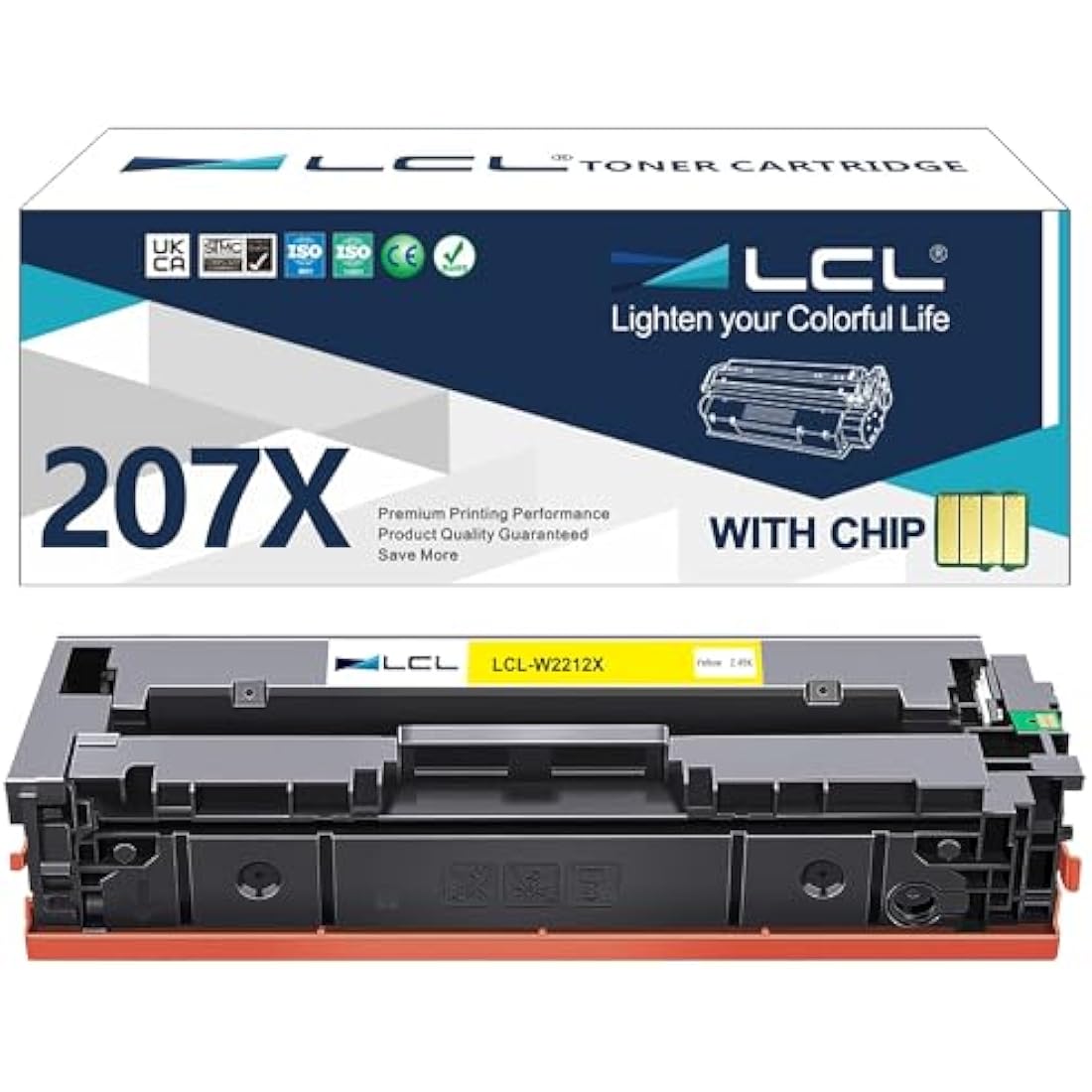 LCL W2212X Yellow Toner Cartridge Replacement for HP 207A 207X W2212A W2212X (with OEM Chip) Replacement for HP Color LaserJet Pro M283cdw M283fdw M283fdnM255dw M255nw M282nw Printer (1Pack)