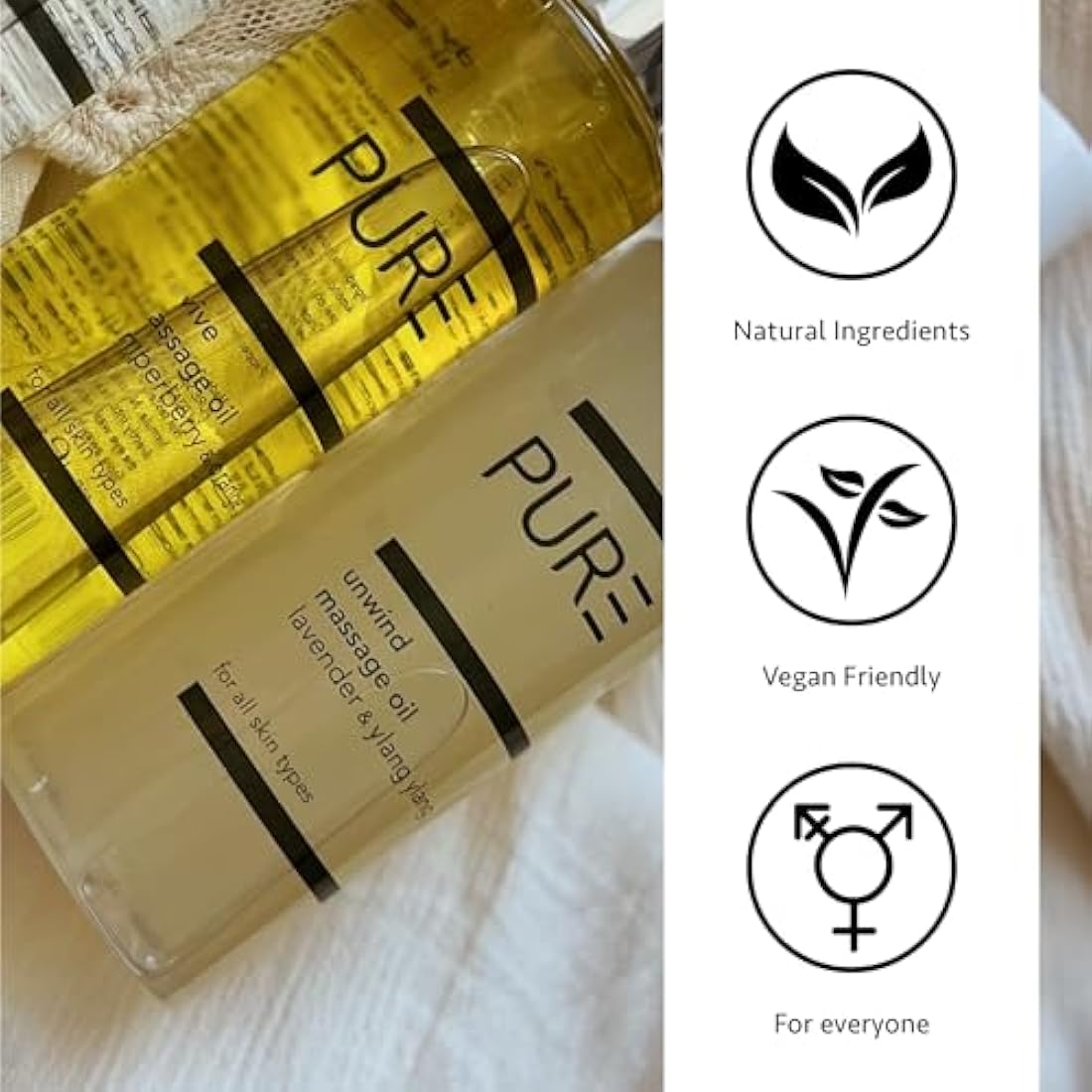 Unwind Body Oil by PURE Spa Skincare - Aromatic Blends of Lavender & Ylang Ylang - 100ml - Helps Reduce Stress & Anxiety and Improves Sleep - Body, Bath, Hair & Massage Oil - 100% Natural and Vegan