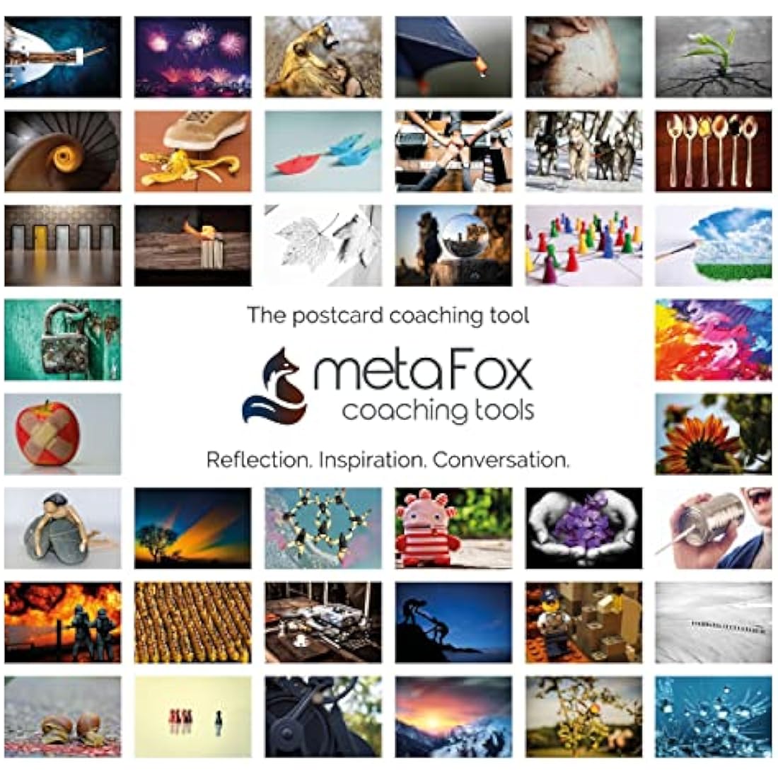 metaFox | Leading Change Postcards Pack | 52 Cards for Coaching & Change Management | Based on the 8-Step Process for Leading Change by John P Kotter (English)