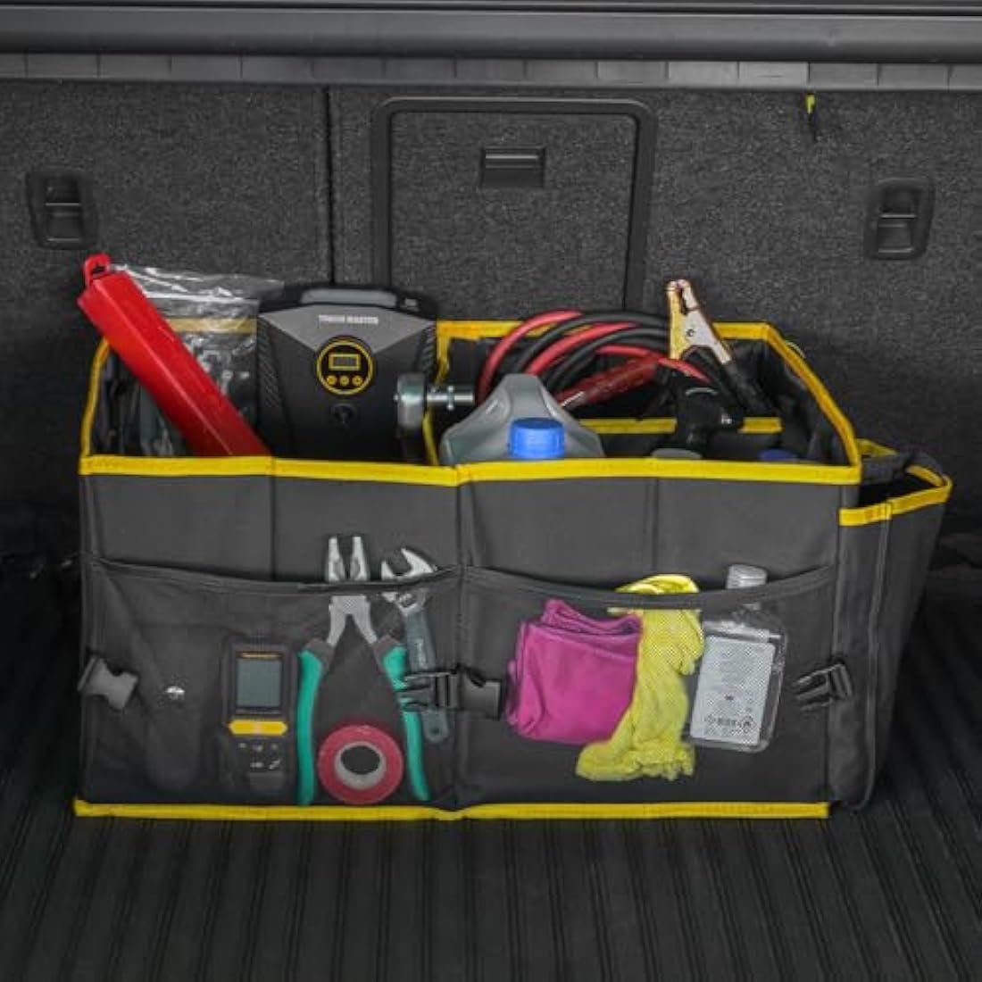 TOUGH MASTER Car Boot Organiser Large Capacity Collapsible Boot Tidy Bag, Heavy Duty Shopping Travel Holder For SUV, Car, Mini Van, Truck, 600D Polyester
