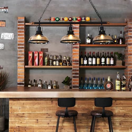 Retro Industrial Pendant Light, Black American Wrought Iron Snooker Bar Restaurant Style Chandelier,Hanging Lamp for Pool Table, Dining Table, Island Table