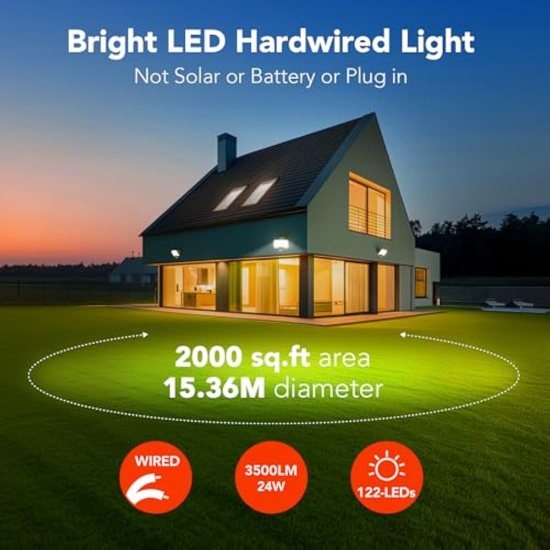 OREiN Motion Sensor Security Light Outdoor, 24W LED Floodlight 2800LM, Warm/Cool White Adjustable, IP65 Waterproof PIR Wall Light, Dusk to Dawn, for Garden, Patio, Yard – Mains Powered