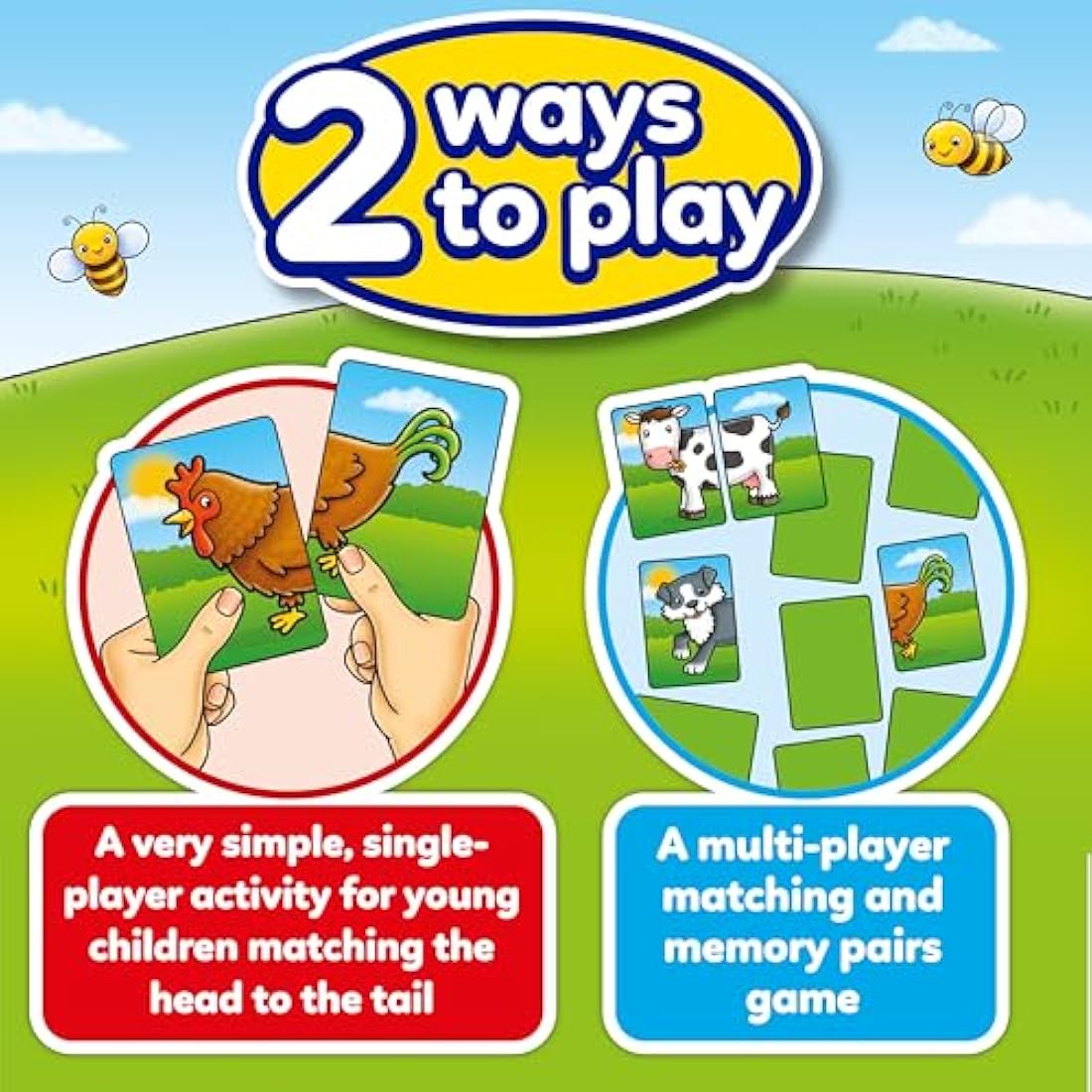 Orchard Toys Farmyard Heads and Tails Game, Memory & Matching Pairs Card Game, Educational Games and Toys for Toddler and Preschool, 18-Month-Old and Up