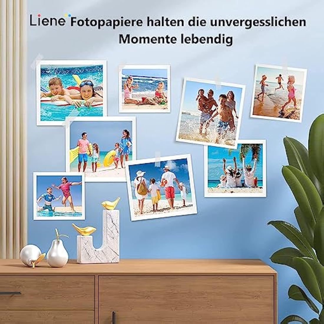 Liene Amber M100/M200, 80 Fogli di Carta Fotografica e 2 Cartucce, 4 x 6 Carta Stampante Fotografica, 100 x 148 mm Carta Fotografica a Sublimazione Termica, Impermeabile/Antiossidante