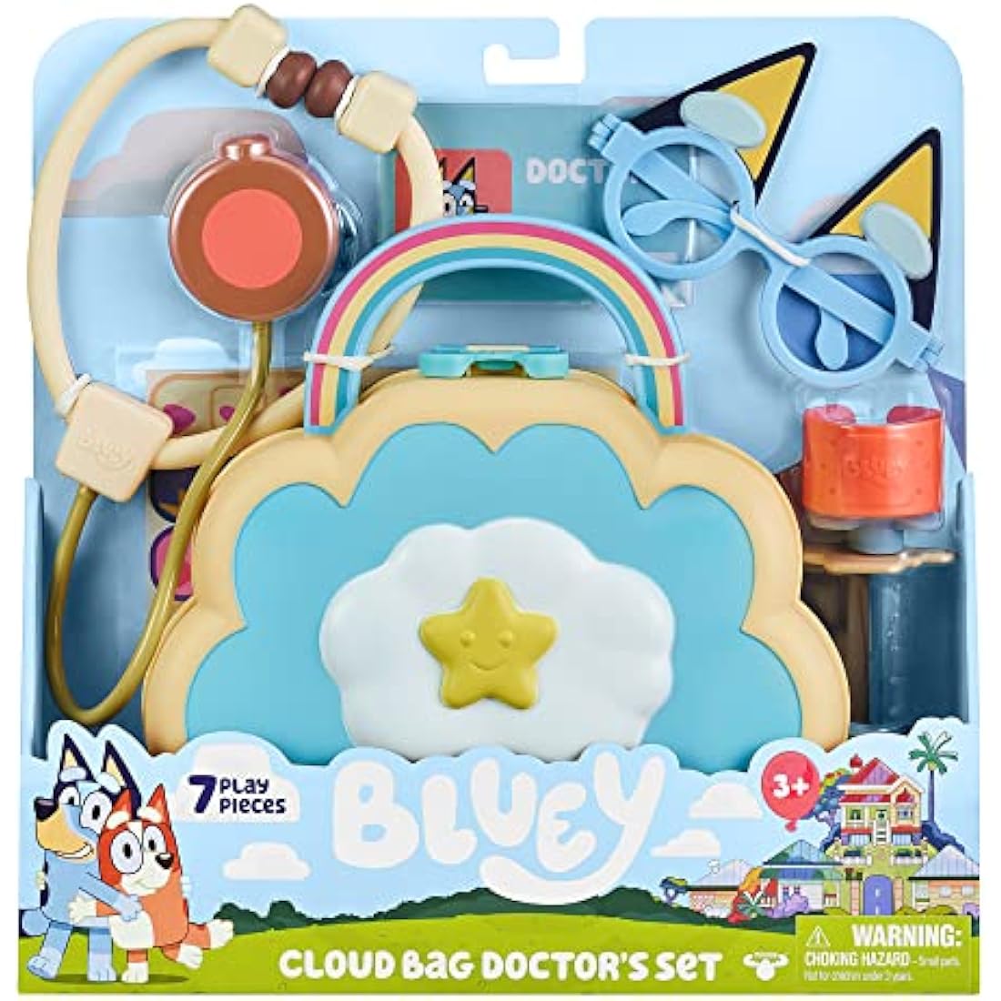 Bluey Cloud Bag Doctor's Set, Doctor Check Up Set, Toy Doctor's Playset with 7 Play Pieces, Multicolor (13095)