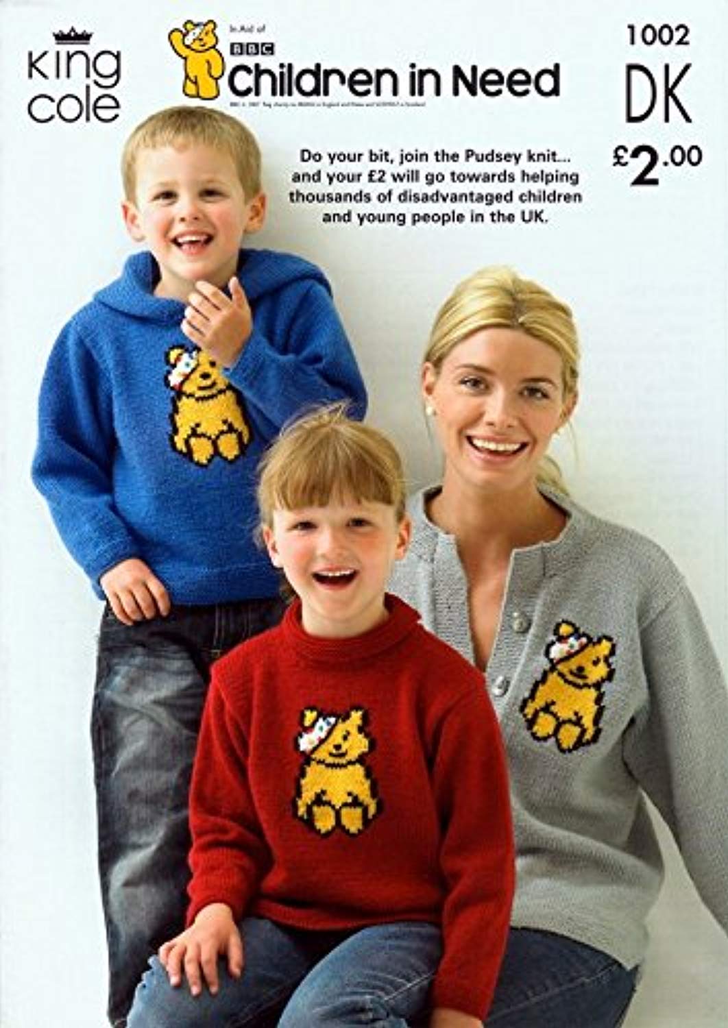 King Cole Children in Need Pudsey Bear Sweater & Cardigan Knitting Pattern 1002 DK