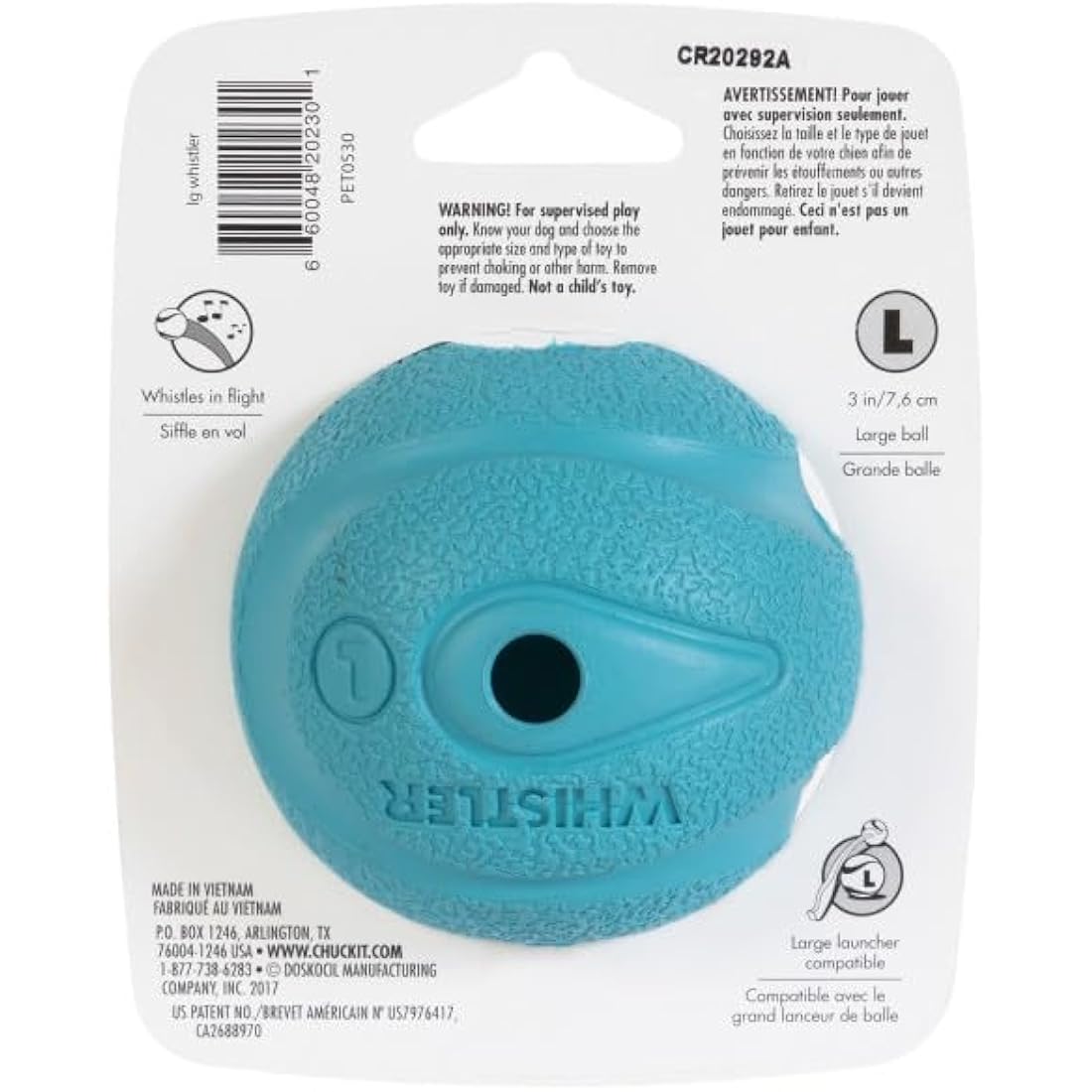 Chuckit! Interactive Ball Dog Toy Whistler Noise, Durable Rubber Dog Balls, Launcher Thrower Compatible Interactive Toys for Dogs for Boredom, Large, 1 Pack
