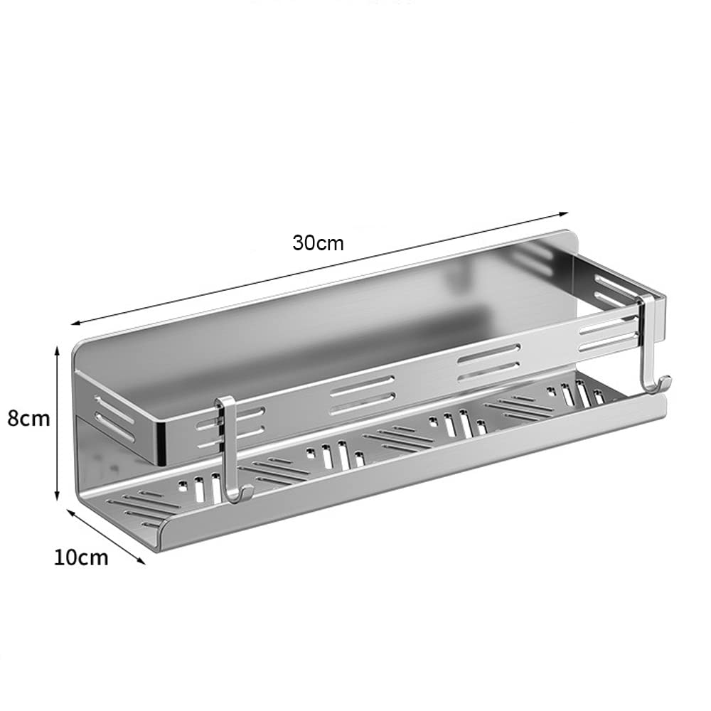 Melairy Stainless Steel Bathroom Shelves Shower Shelf, No Drilling Shower Caddy with 2 Hooks for Bathroom and Kitchen
