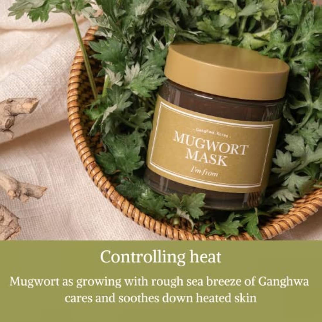 I'm from Mugwort Mask 3.88 fl oz | Natural Herb, Tea tree, Wash-off, Cooling and fast Soothing Breakouts, for Sensitive skin