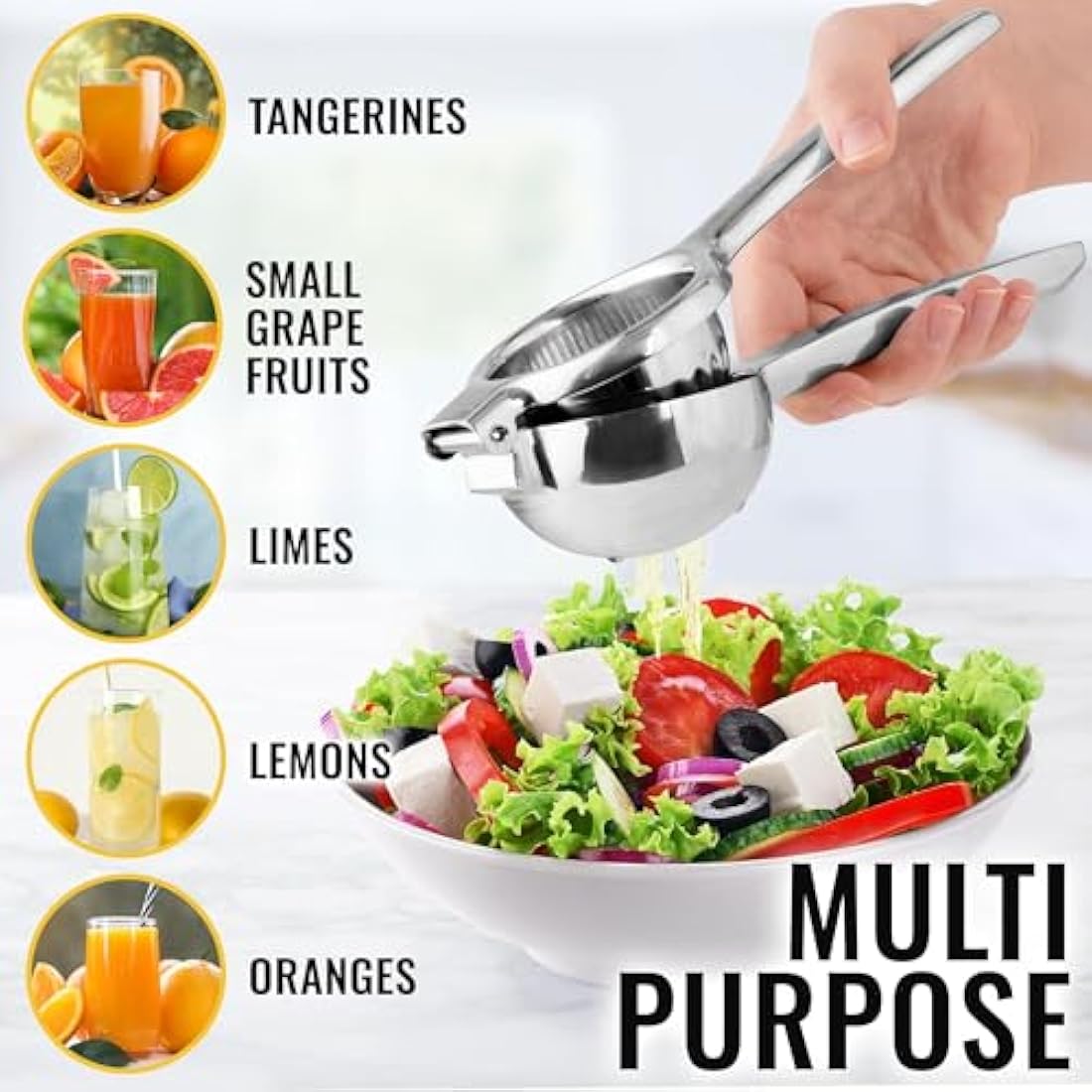 Lemon Squeezer Stainless Steel with Premium Quality Heavy Duty Solid Metal Squeezer Bowl - Large Manual Citrus Press Juicer and Lime Squeezer Stainless Steel - by Zulay Kitchen