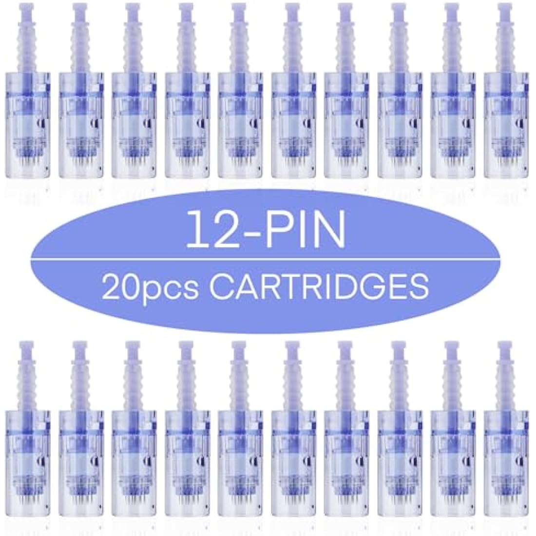 12 pin Micro Microneedling Cartridges, 20pcs Replacement Cartridges for Ultima A6 Derma Pen Auto Microneedling System, Bayonet Type