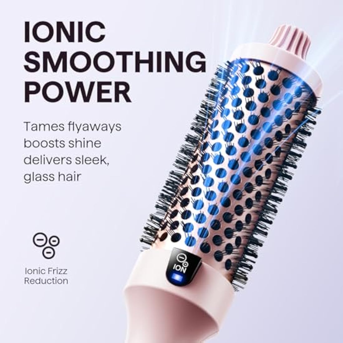 Wavytalk Thermal Brush, Blowout Boost Ionic Round Heated Hot Brush, to Make Hair Smoother & Shinier, Easy to Use, Not for Blow Drying, 38mm Barrel, 5 Temperature Settings, Dual Voltage, UK Plug, Pink