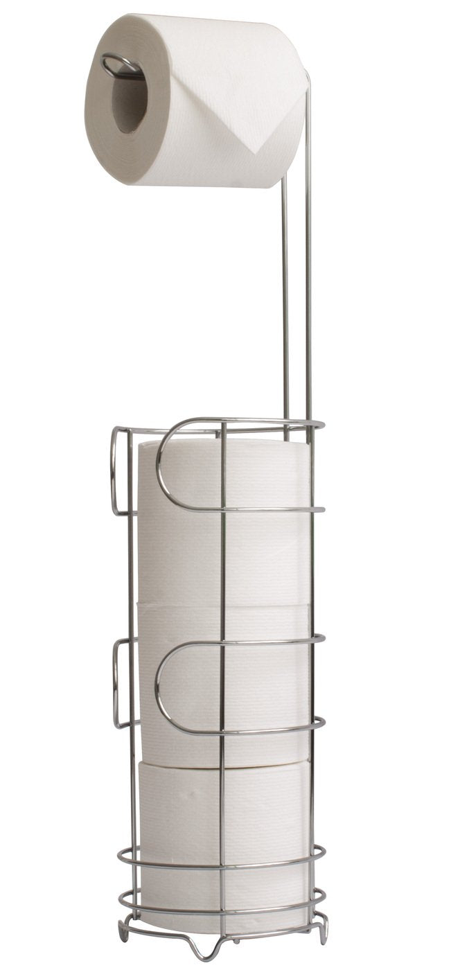 simplywire ? Freestanding Toilet Roll Holder with Storage - Chrome