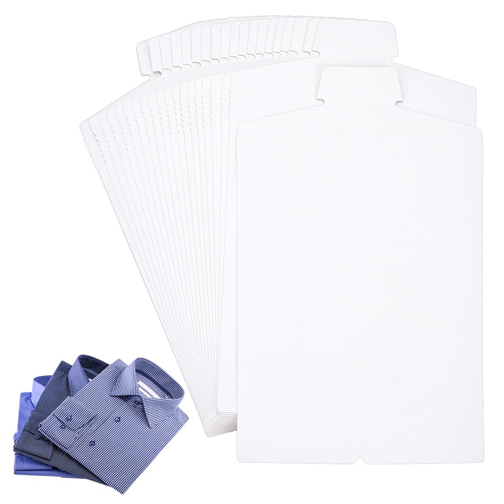 BENECREAT 20 PCS White Cardboard Shirt Inserts, Folding Form for Packaging, Shirt Shirt Inserts for DIY Crafts and Packaging, Organising Clothes