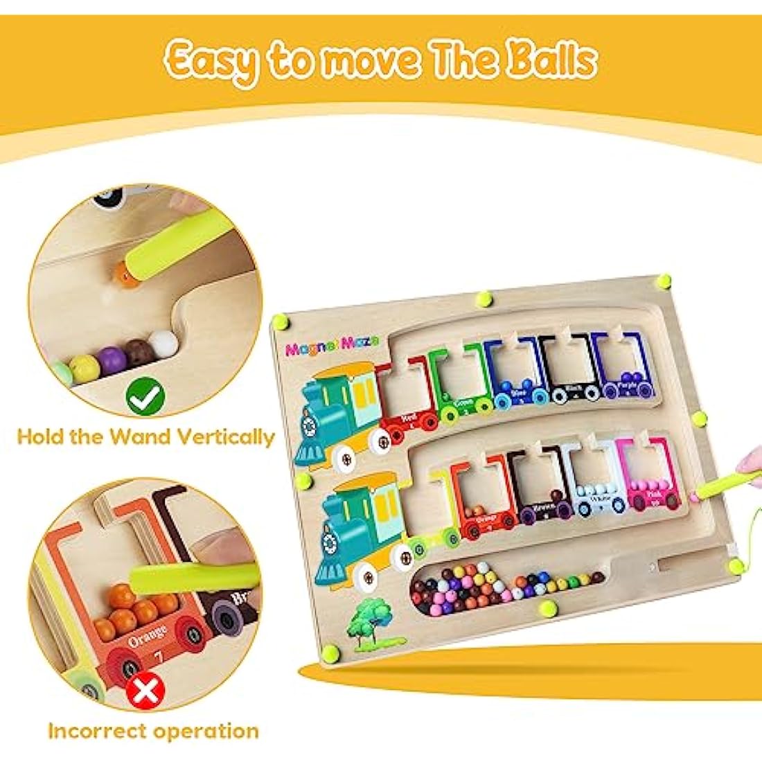 Pincush Magnetic Colour and Number Maze Montessori Wooden ToysCounting Matching GamesEducational Learning Toys for Preschoolers Gift for 3 4 5 6 7 Years Old Girls and Boys