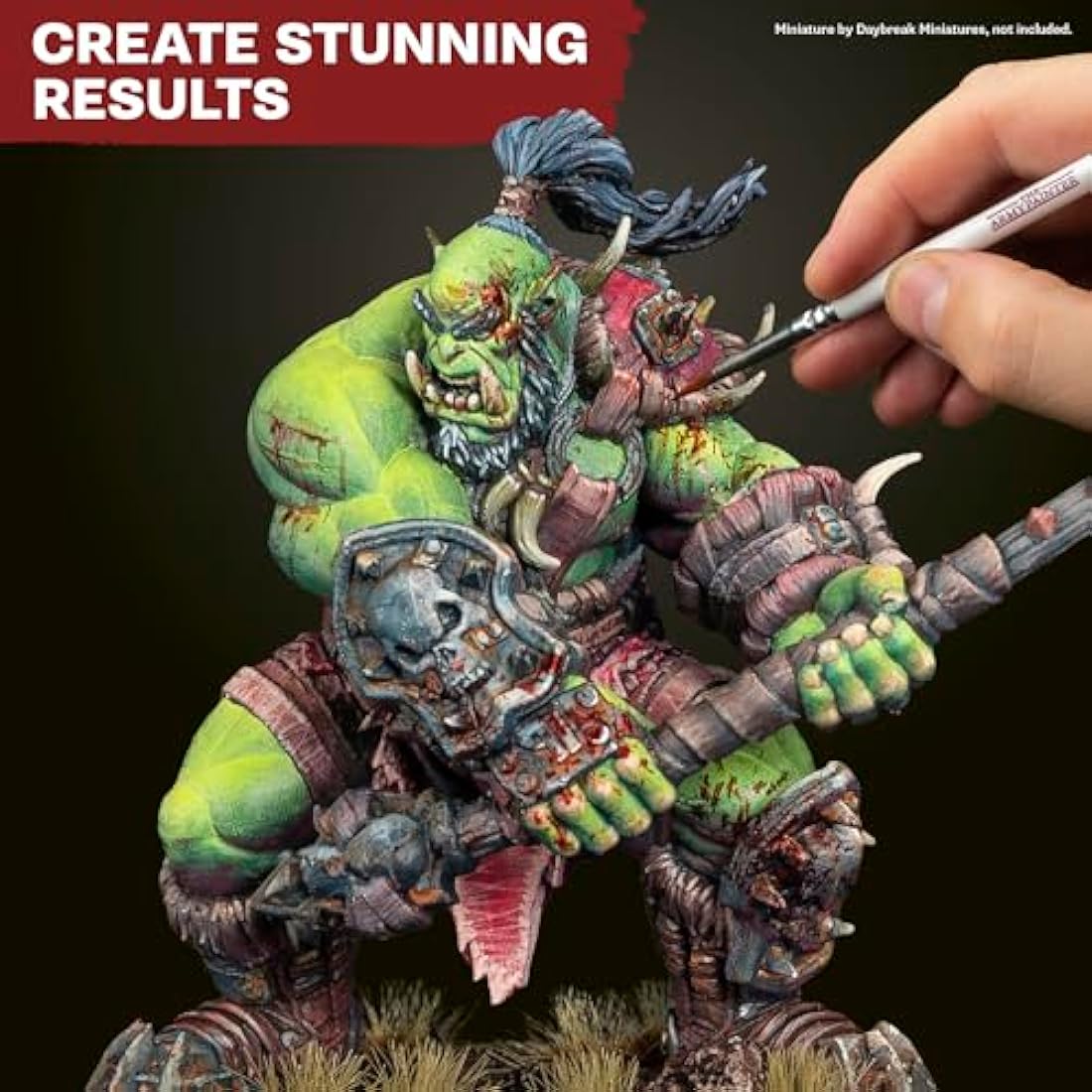 The Army Painter Warpaints Fanatic: Starter Set Combo, 11x18 ml paints: 7 Acrylic colours, 2 Metallics, 1 Wash, 2 Brushes & 1 Free Miniature figure, For models and miniature painting, DnD & Warhammer
