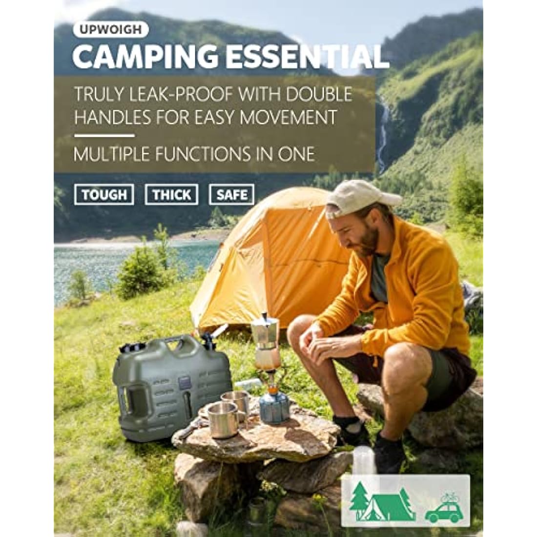 UPWOIGH Water Container, 25L Big Water Jug, Truly No Leakage Water Storage, Military Green Water Tank,BPA Free Portable Water Containers for Camping