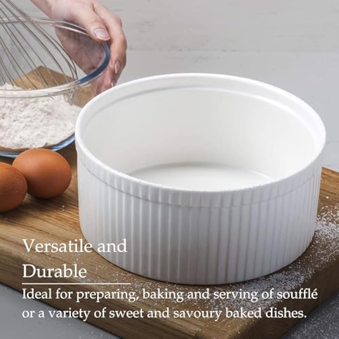 WM Bartleet & Sons 1750 T179 Traditional Porcelain Professional Soufflé Dish, 22cm Diameter, 2.5 LTR Capacity – White
