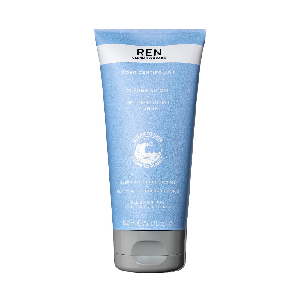 REN Rosa Centifolia Cleansing Gel, 150ml ? Refreshing Non-Drying Face Wash with Aloe Vera and Rose Extract, Gently Removes Impurities and Balances